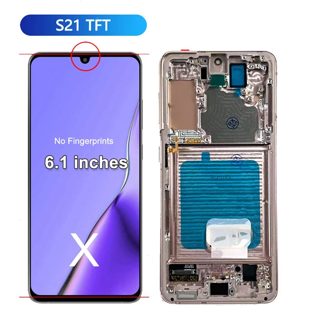 Nuovo display AMOLED per Samsung Galaxy S21 5G, display LCD touchscreen digitalizzatore per Samsung S21 G9910 G991B, ricambio display