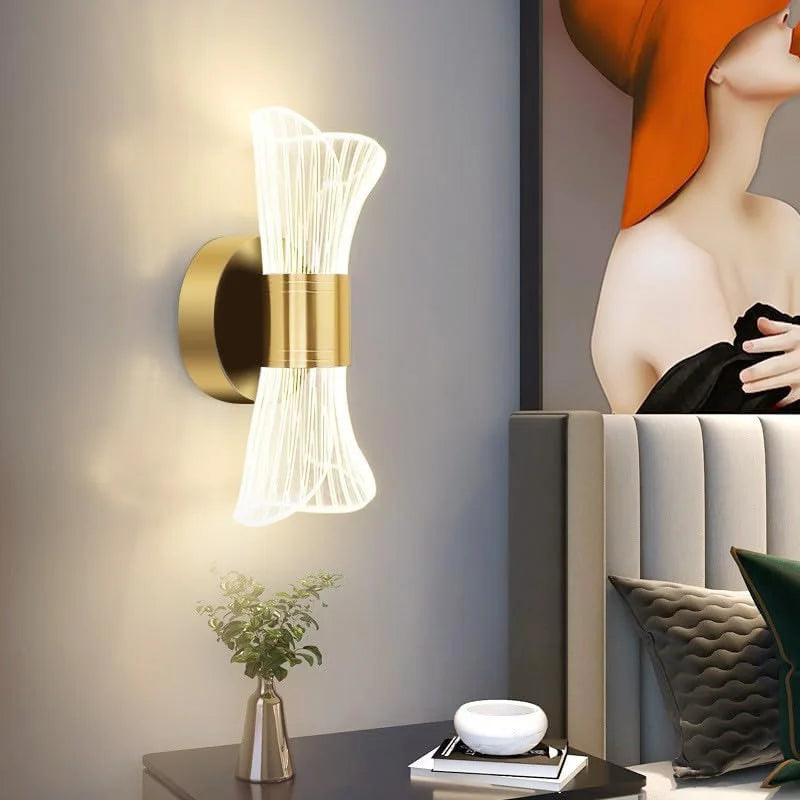 Lampada da parete per interni a LED 12W Lampada da parete moderna dimmerabile a 3 temperature di colore, illuminazione da parete in metallo acrilico per scale dell'ufficio della camera da letto