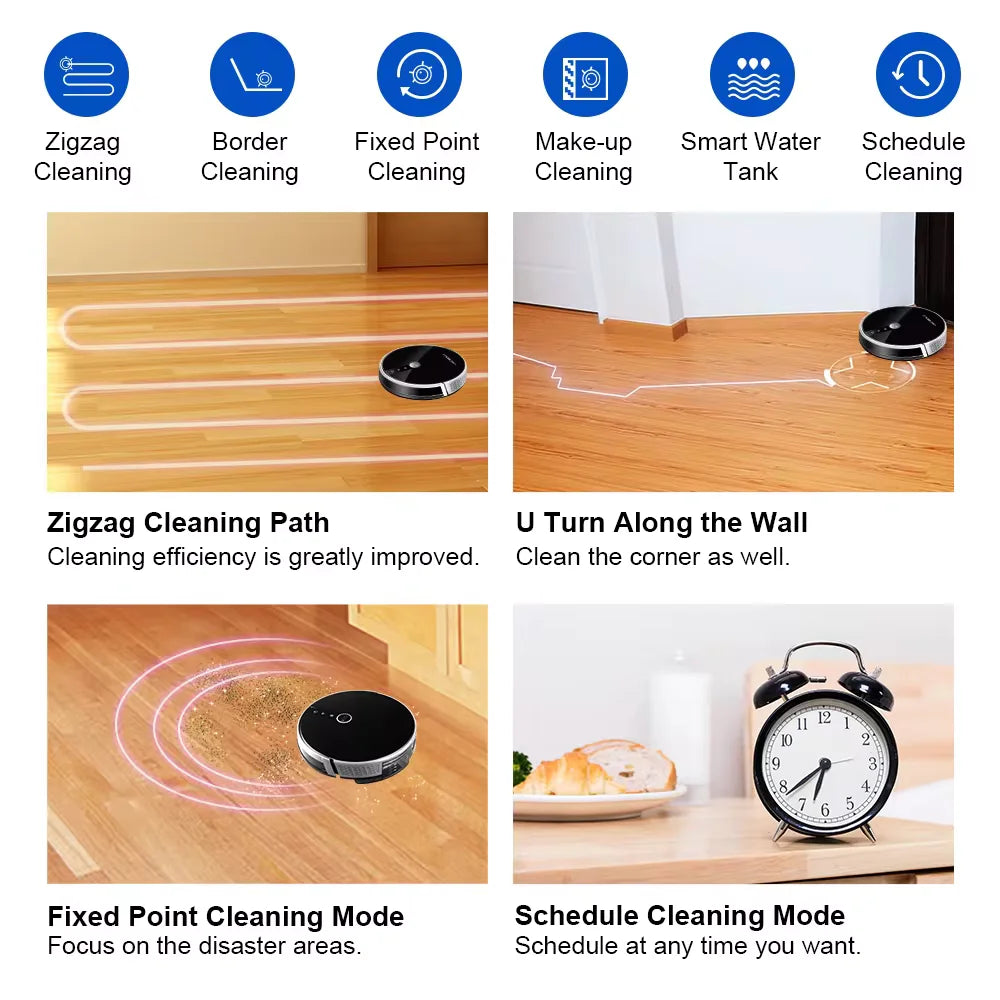 LIECTROUX C30B Robot Aspirapolvere con Navigazione AI, Partizione Intelligente, App WiFi, Aspirazione 6000Pa, Lavaggio a Secco e Umido, Disinfezione