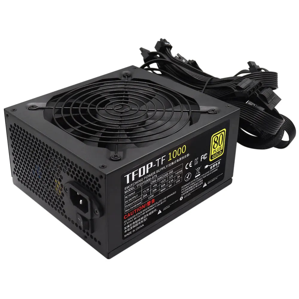 Alimentatore Gaming ATX 1000W 80 PLUS Gold, Non-Modulare, PFC Attivo 110‑230V, Ventola Ultra-Silenziosa da 130mm