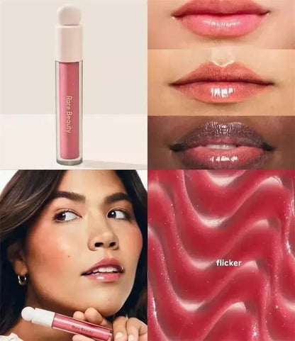 Balsamo per labbra multicolore in stick, blush liquido in polvere, linea di cosmetici Rare Beauty, Believe Happy Bliss, a lunga tenuta, facile da applicare, per un trucco impeccabile.
