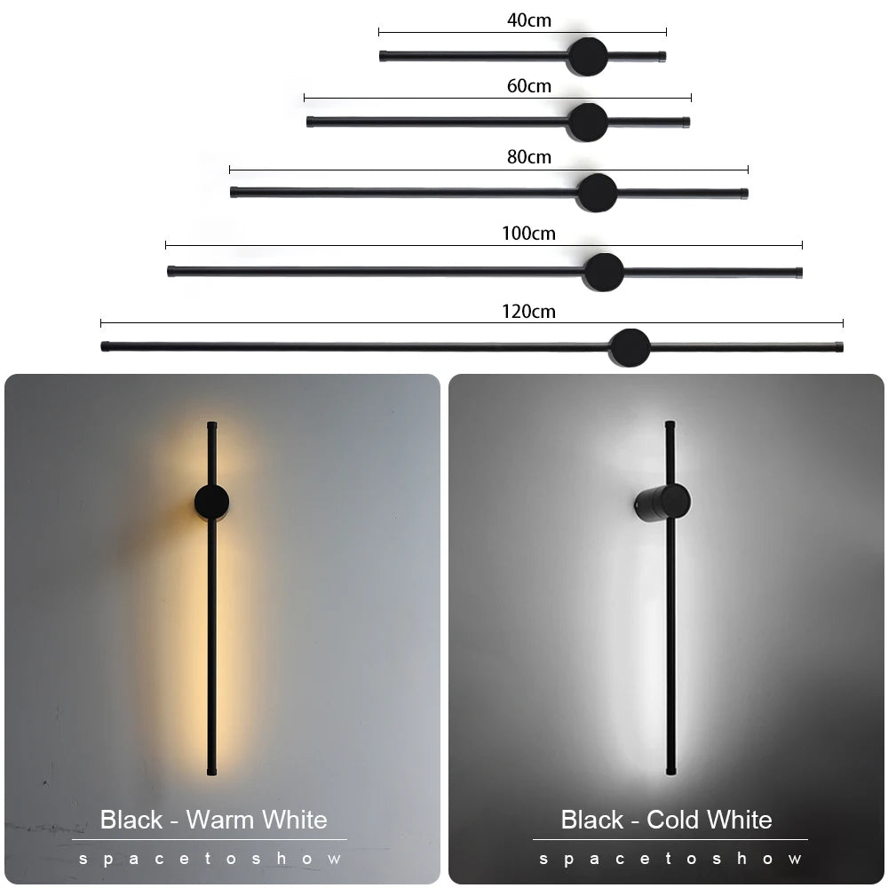 Lampada da parete moderna a LED 350 ° Lampada da parete lunga con rotazione Lampada da parete per camera da letto Soggiorno TV Divano Sfondo Apparecchio di illuminazione per interni
