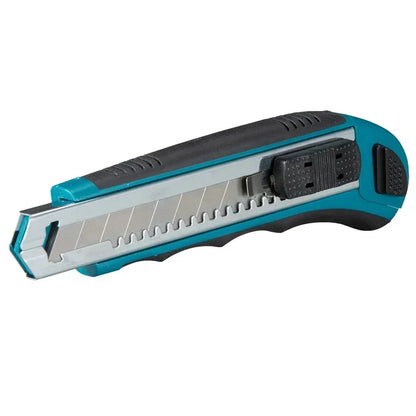 Coltello multiuso Makita con lame a scatto, caricamento facile, lame extra retrattili, impugnatura comoda in gomma, strumento manuale combinato completo