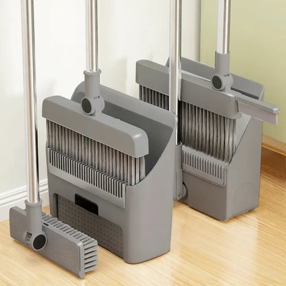 Set 3 in 1: scopa pieghevole, paletta per la raccolta della polvere e spazzola per la pulizia dei pavimenti, ideale per la casa e per le attività di pulizia commerciali. Design compatto per un facile stoccaggio.