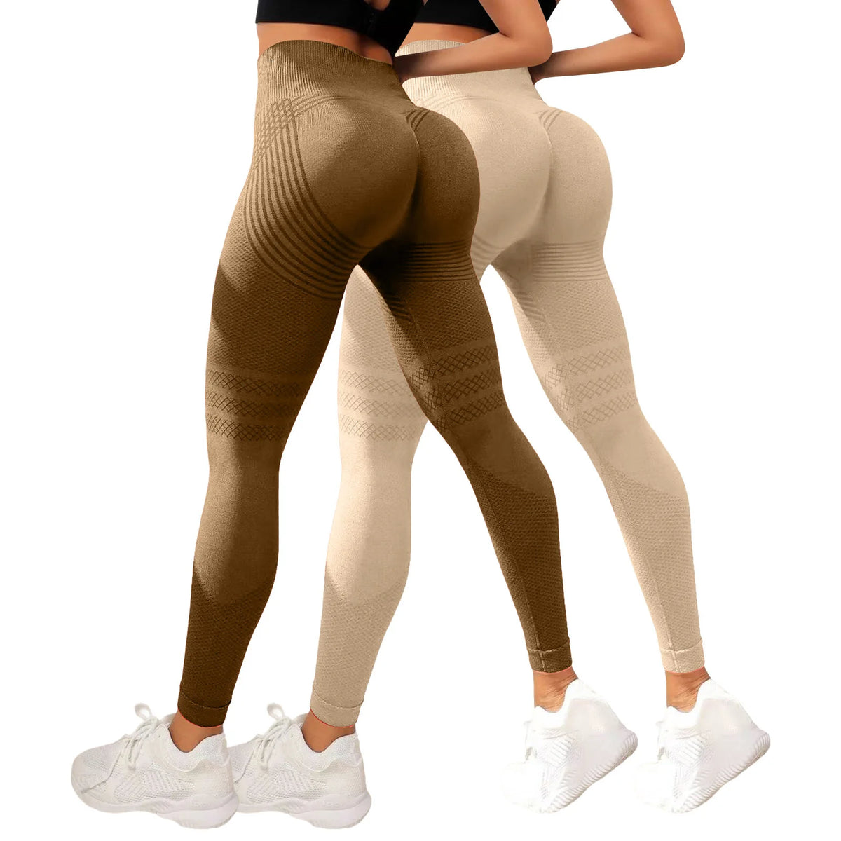 Leggings Modellanti Anti-Cellulite 2 Pezzi, Compressione 3D, Vita Alta, Senza Cuciture, Push-Up, Opachi, Pantaloni Sportivi per Yoga e Fitness