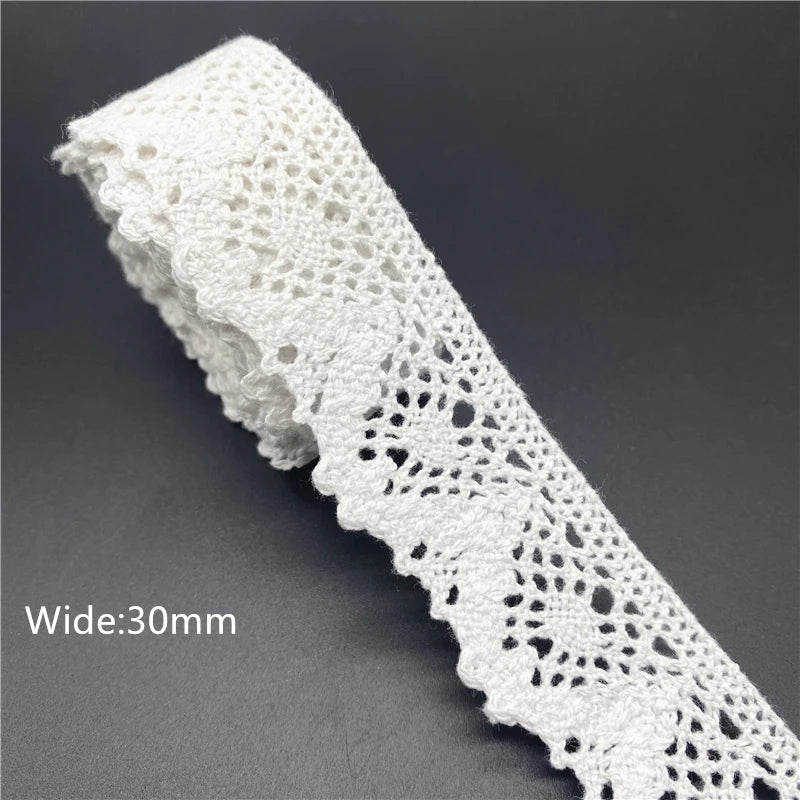 10mm-50mm 2 metri di nastro di pizzo di cotone 100% bianco per abbigliamento tessuto da cucito rifiniture in cotone all'uncinetto nastro di pizzo accessori fatti a mano