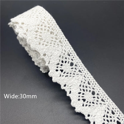 10mm-50mm 2 metri di nastro di pizzo di cotone 100% bianco per abbigliamento tessuto da cucito rifiniture in cotone all'uncinetto nastro di pizzo accessori fatti a mano