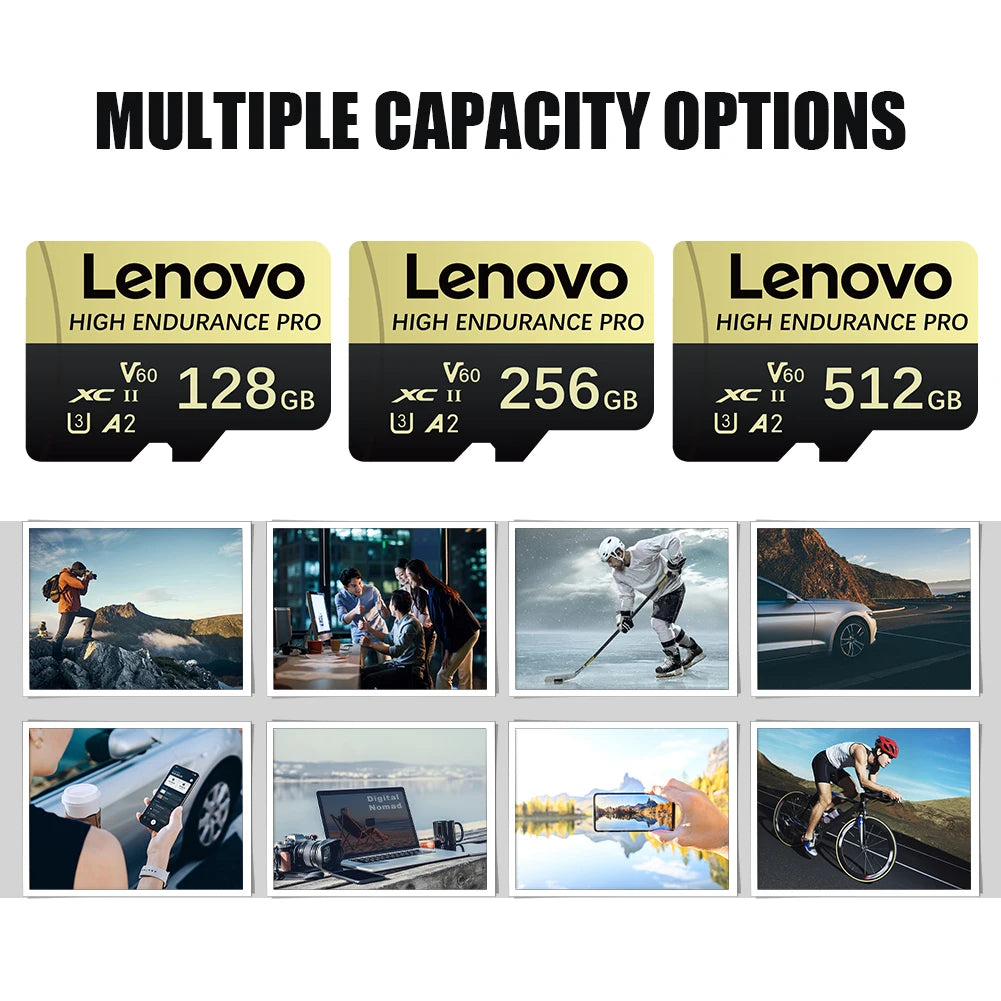 Scheda di memoria Micro SD TF ad alte prestazioni Lenovo, 1 TB, classe V60, A2, U3, per fotocamere d’azione DJI GoPro, 128 GB, 256 GB, 512 GB, scheda di memoria per droni.