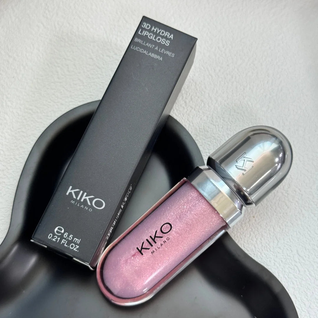 KIKO Lucidalabbra 3D Hydra, Lucidità Elevata, Labbra Effetto Vetro, Volumizzante Trasparente Nutriente, Lunga Durata, Tinta Latte e Tinta Fagiolo, Cosmetico per Labbra Nude