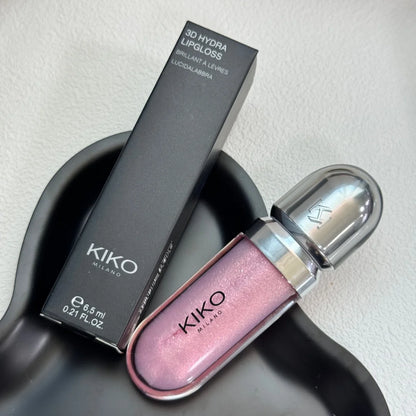 KIKO Lucidalabbra 3D Hydra, Lucidità Elevata, Labbra Effetto Vetro, Volumizzante Trasparente Nutriente, Lunga Durata, Tinta Latte e Tinta Fagiolo, Cosmetico per Labbra Nude