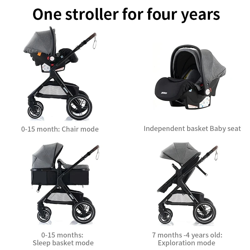 Nuovo passeggino di lusso 3 in 1 carrozzina da viaggio portatile pieghevole carrozzina alta paesaggio telaio in alluminio passeggino neonato