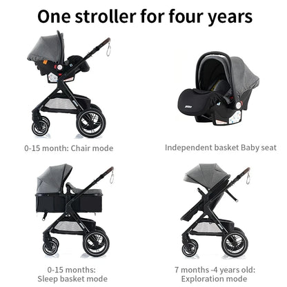 Nuovo passeggino di lusso 3 in 1 carrozzina da viaggio portatile pieghevole carrozzina alta paesaggio telaio in alluminio passeggino neonato