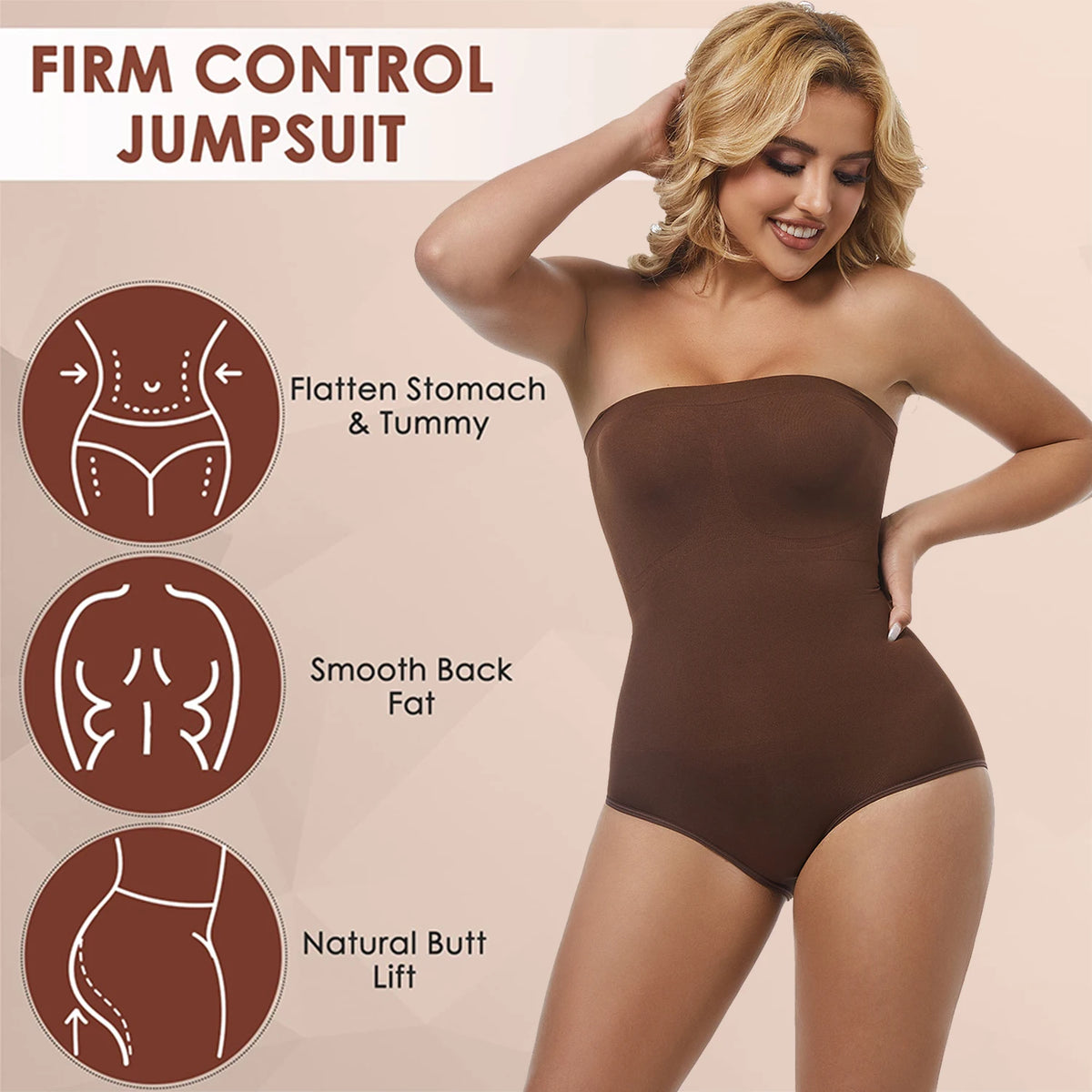 Tuta senza spalline da donna Shapewear Nuovi slip sexy Body Butt Lifter Compressione Vita Trainer Push Up Backless Shaper