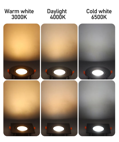 Faretto Orientabile 7W con Regolazione Colore 3000K 4000K 6000K, Illuminazione CCT 7W, Sostituzione Downlight per Illuminazione Direzionale Domestica (1-10 Pezzi)