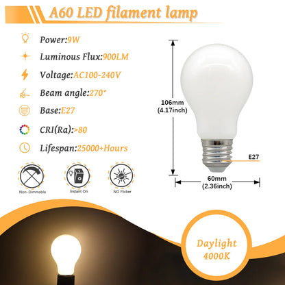 10 Lampadine LED E27 E14 B22 Stile Industriale Vintage, Retro Edison 8W 4W 6W 220V per Lampade a Filamento Incandescenti Edison