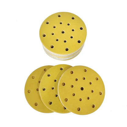Carta vetrata gialla da 6 pollici a 17 fori rotonda da 150 mm per levigatrice Festool Levigatura e lucidatura per auto Flockin abrasivo con sabbia 80-600