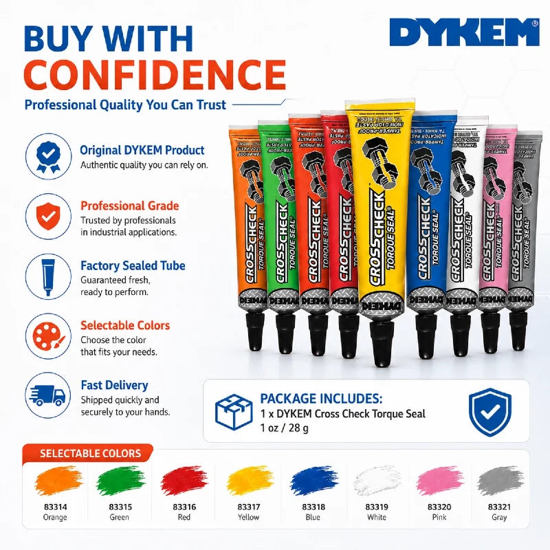 Sigillo di controllo a coppia DYKEM Cross Check 1oz, pasta indicatrice antimanomissione per bulloni e dadi, vernice di marcatura anti-allentamento per elementi di fissaggio