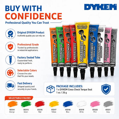 Sigillo di controllo a coppia DYKEM Cross Check 1oz, pasta indicatrice antimanomissione per bulloni e dadi, vernice di marcatura anti-allentamento per elementi di fissaggio