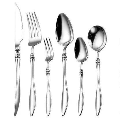 Set di posate per bistecche in acciaio inossidabile 304 di alta qualità, 6 pezzi, coltello, forchetta e cucchiaio creativi e rinforzati, stoviglie per hotel e ristoranti