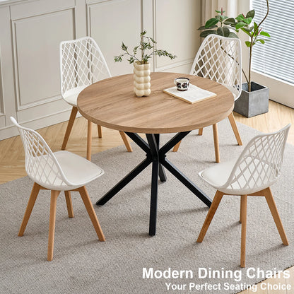 Set di 4/6 sedie da pranzo moderne con schienale in rete con gambe in legno massello e cuscini imbottiti, per sala da pranzo/camera da letto, sedia da caffè