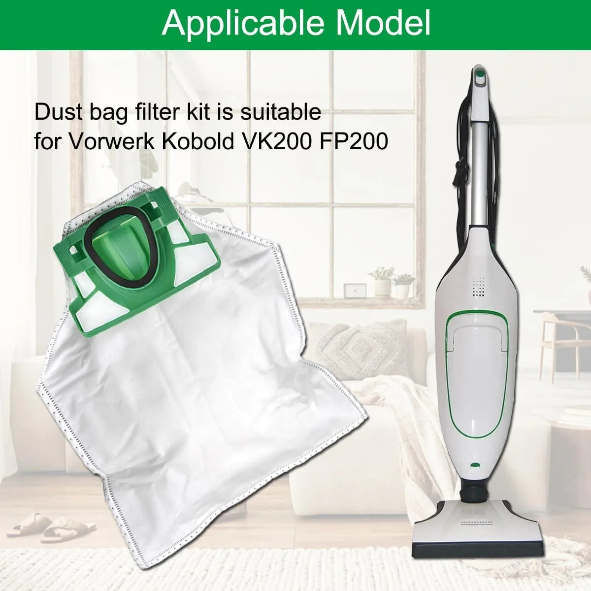 Per Vorwerk Kobold VK200 FP200 Sostituzione del sacchetto per la polvere, Filtri per sacchetti in tessuto per la pulizia della polvere Accessori di ricambio per aspirapolvere
