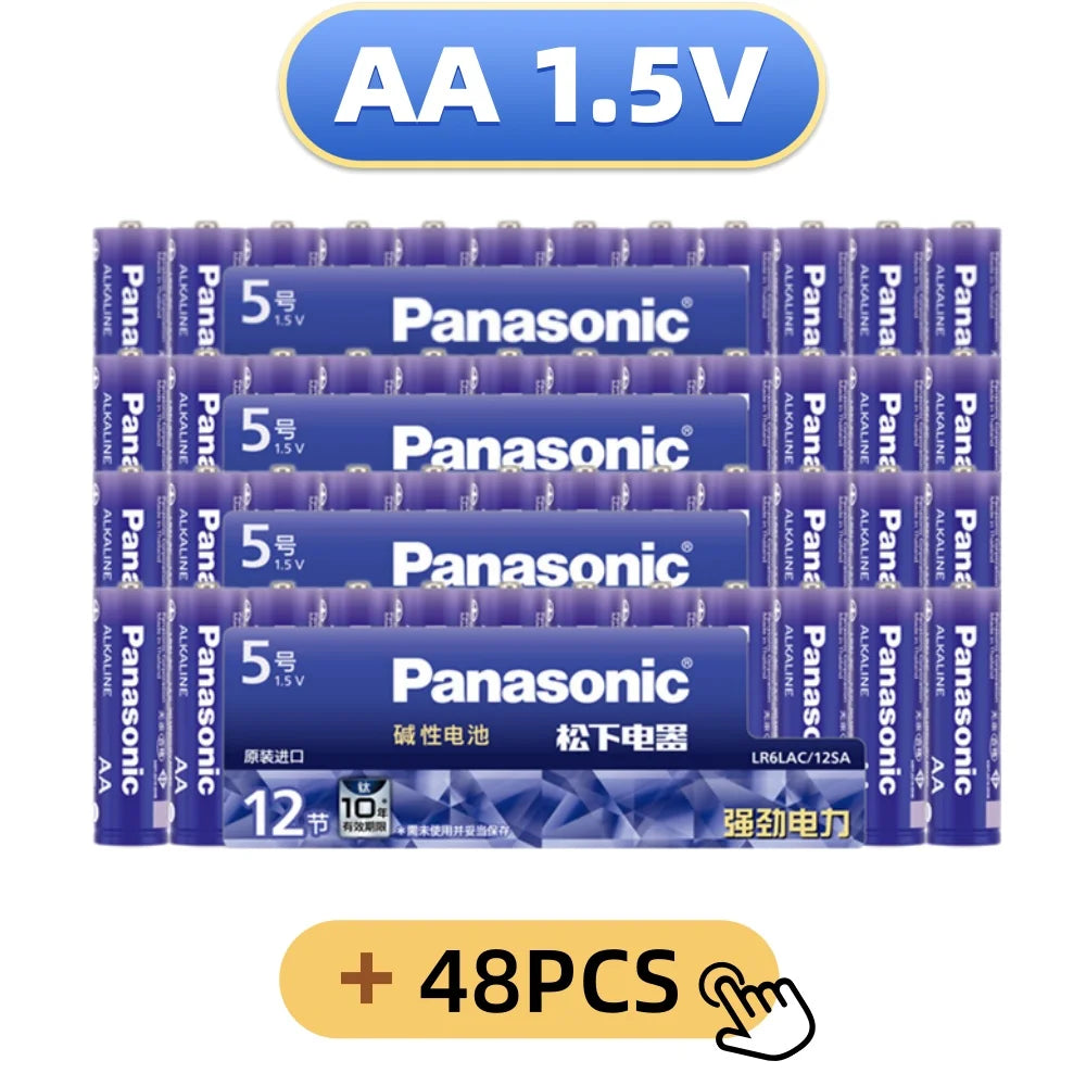 Batterie Alcaline Panasonic AA/AAA 1.5V, Adatte per Fotocamere Digitali, Torce, Lettori CD, Mouse Wireless, ecc.