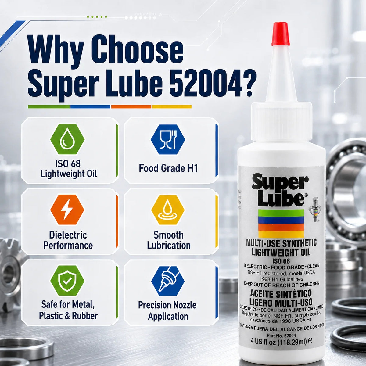 Super Lube 52004 Olio Sintetico Leggero ISO 68 Lubrificante Multiuso per Stampanti 3D, Cuscinetti e Guide