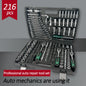 Set di 216 utensili meccanici, kit chiavi a bussola con attacco da 1/4, 3/8, 1/2, chiave a cricchetto, cacciavite, punte, utensili manuali in acciaio al cromo-vanadio, chiave a cricchetto combinata per la riparazione di auto