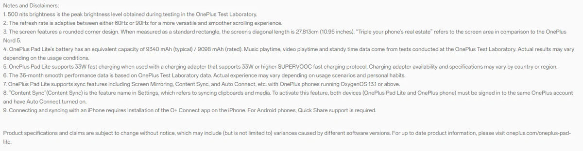 OnePlus Pad Lite Versione Globale Tablet 11" con Display a 90Hz per la Protezione degli Occhi, Batteria Super-Grande da 9340 mAh, MediaTek Helio G100