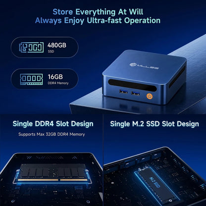MLLSE M4 Mini PC con Processore Intel Core I5-8265U, 16GB RAM DDR4, 480GB SSD, WiFi 5, BT 4.2, Win11, Mini Computer Desktop