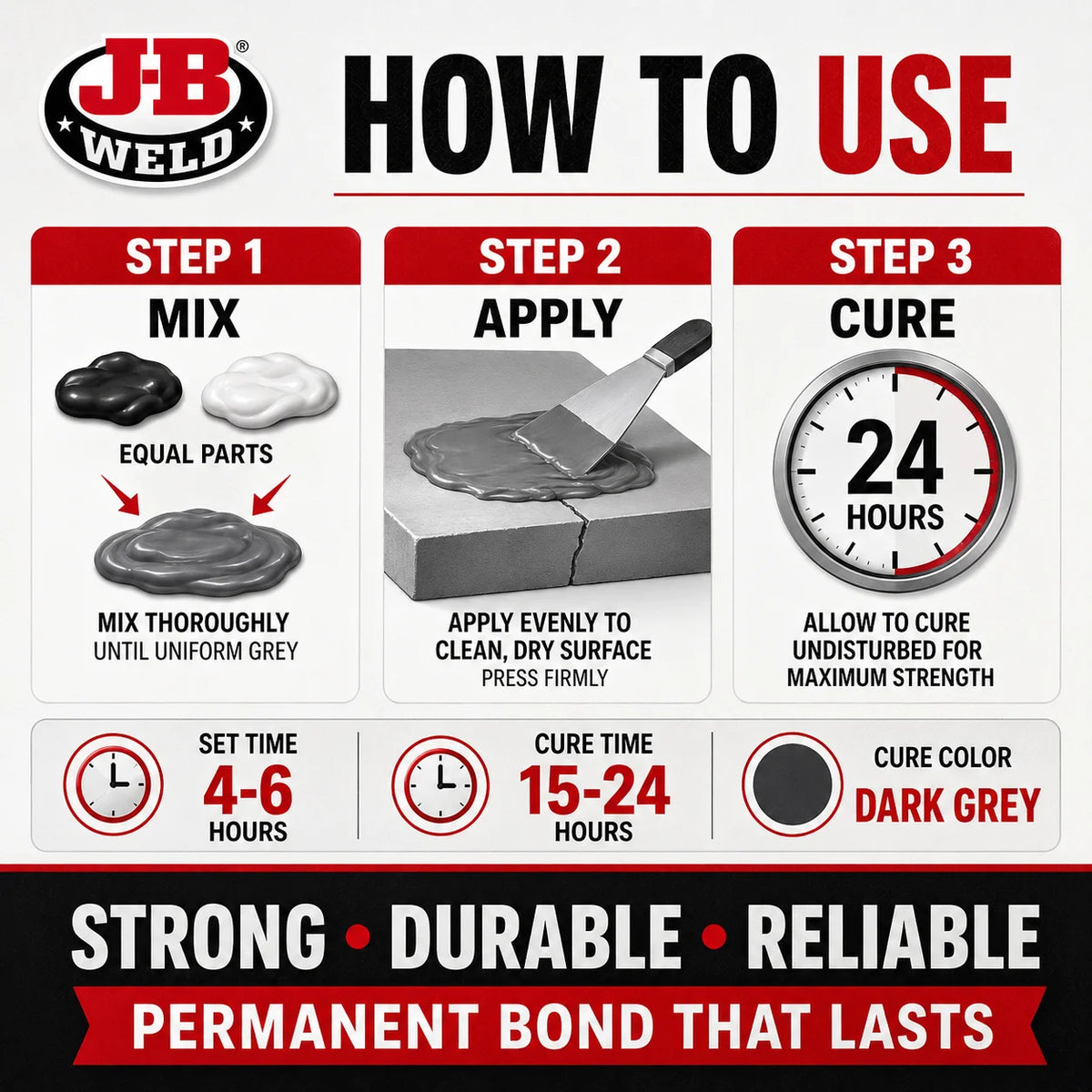 Adesivo Epossidico Bicomponente J-B Weld 8265S per Riparazione Metallo Rinforzato con Acciaio, Colla 2oz in Tubetto Doppio per Auto, Casa e Fai-da-Te