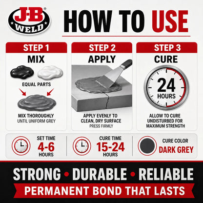 Adesivo Epossidico Bicomponente J-B Weld 8265S per Riparazione Metallo Rinforzato con Acciaio, Colla 2oz in Tubetto Doppio per Auto, Casa e Fai-da-Te
