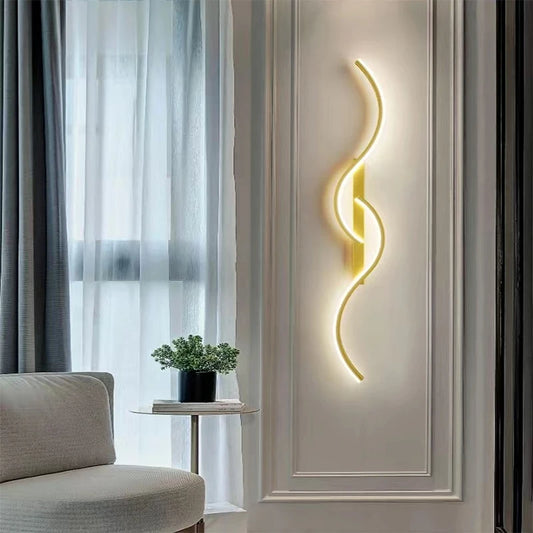 Lampada da parete moderna a LED Lampada da parete minimalista a LED da comodino per camera da letto Lampada da parete a striscia lunga Soggiorno Divano Apparecchio di illuminazione per interni domestici