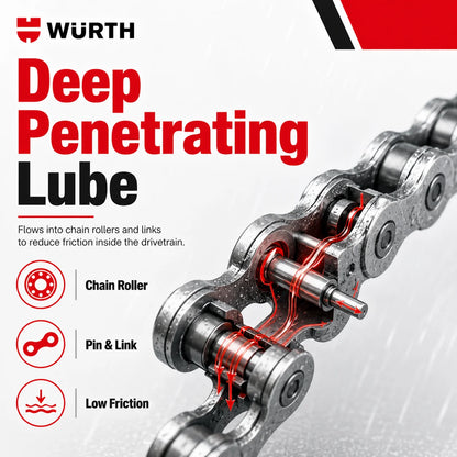 Lubrificante Originale Wurth per Catena Bicicletta, Olio Antiruggine e Antiusura per MTB, Bici da Strada ed E-bike, 100ML
