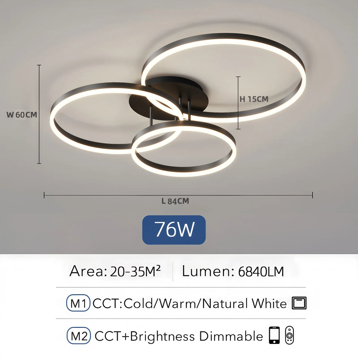 Lampadario a soffitto IRALAN con anello LED e telecomando, luce per soggiorno e tavolo da pranzo, illuminazione in acrilico.