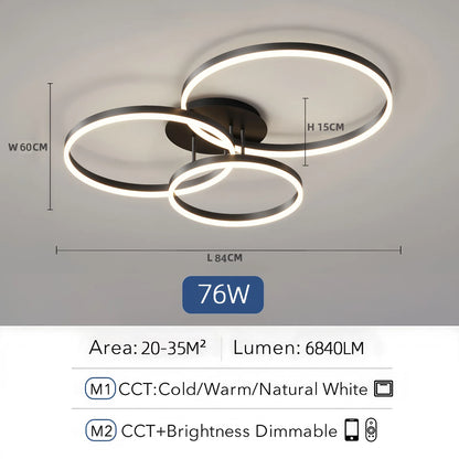 Lampadario a soffitto IRALAN con anello LED e telecomando, luce per soggiorno e tavolo da pranzo, illuminazione in acrilico.