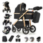 Passeggino 3 in 1 High Landscape per Neonati, Carrozzina Pieghevole Portatile di Lusso con Seggiolino Auto e Navicella da Viaggio