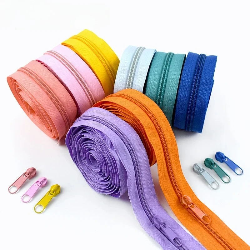 2/5/10/20M # 3 # 5 Cerniere da cucito al metro, in nylon a spirale, con cursori, kit di riparazione e chiusure per borse e forniture