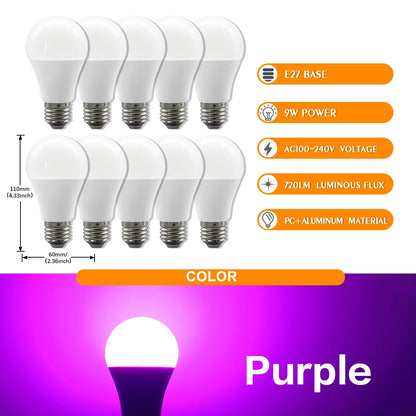 10 Lampadine LED E27 2200K 3000K 4000K 6000K AC100-240V Rosso Verde Illuminazione Colorata di Alta Qualità in Vetro PC per Arredamento Casa