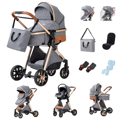 Passeggino 3 in 1 Passeggino multifunzionale Facile da viaggio pieghevole Seggiolino di sicurezza per carrozzina portatile Standard UE Spedizione gratuita