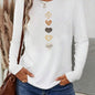 T-shirt da donna in 100% cotone, ideale per l'autunno e l'inverno, in bianco e nero, stile street, comoda, a maniche lunghe, con stampa, abbigliamento casual da donna.