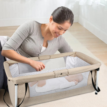 Culla da viaggio pieghevole, ideale per il sonno coniugale, per bambini, portatile, con recinto, adatta a neonati e bambini fino a 35 kg, con lati ventilati, rimovibile e lavabile, resistente all'usura, dimensioni 90*70*50 cm