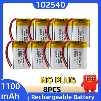Batteria al litio 3,7 V 102540, 1100 mAh, batterie polimeriche + scheda di protezione PCB per localizzatore GPS, dispositivi MP3/MP4, batteria ricaricabile.