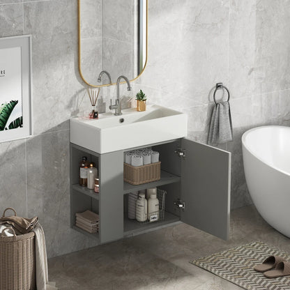 Mobile bagno sospeso con lavabo 55 × 31 × 66,5 cm e vani laterali