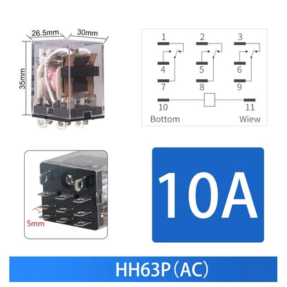 10 pz per relè di controllo miniaturizzati all'ingrosso piccolo relè intermedio AC 12V DC C24 AC220 HH52P HH53P HH54P HH62P HH63P HH64P