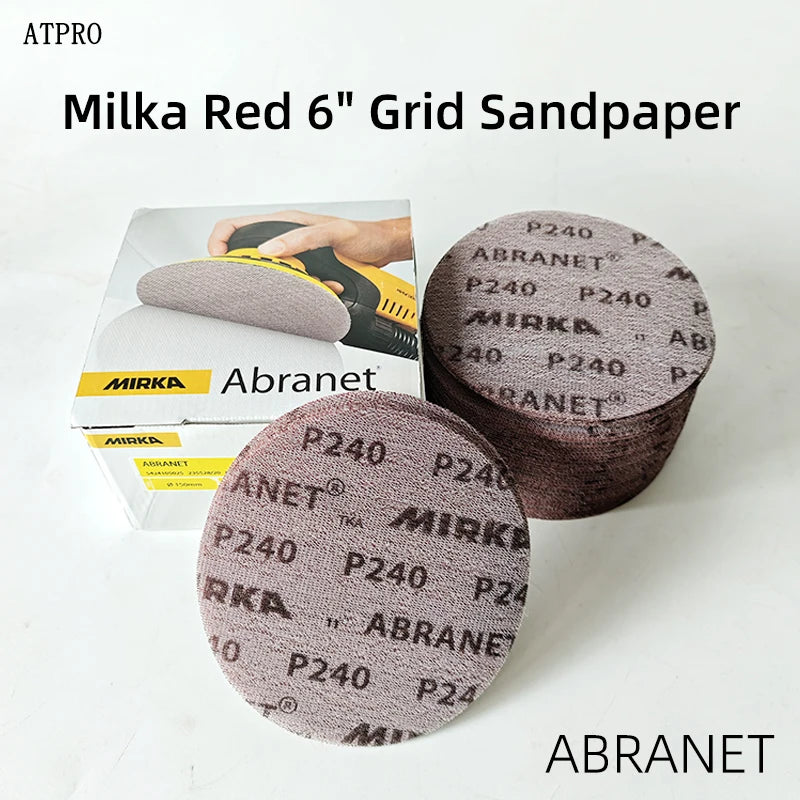 Fogli di Carta Abrasiva Finlandese Mirka da 6 Pollici (150mm) per Levigatura a Secco con Vassoio Autoadesivo - 50 Fogli
