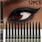 1-12 Pezzi Matita Eyeliner Nera Impermeabile, Anti-sbavatura, Applicazione Facile con Rotazione, Gel Occhi per Trucco Occhi Audace Stile Punk Adatto ai Principianti