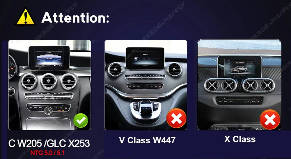 MEKEDE 10.25/12.3” QLED Snapdragon 4G Wireless CarPlay Auto per Mercedes Benz Classe C W205 S205 2014-2018 Lettore multimediale per auto