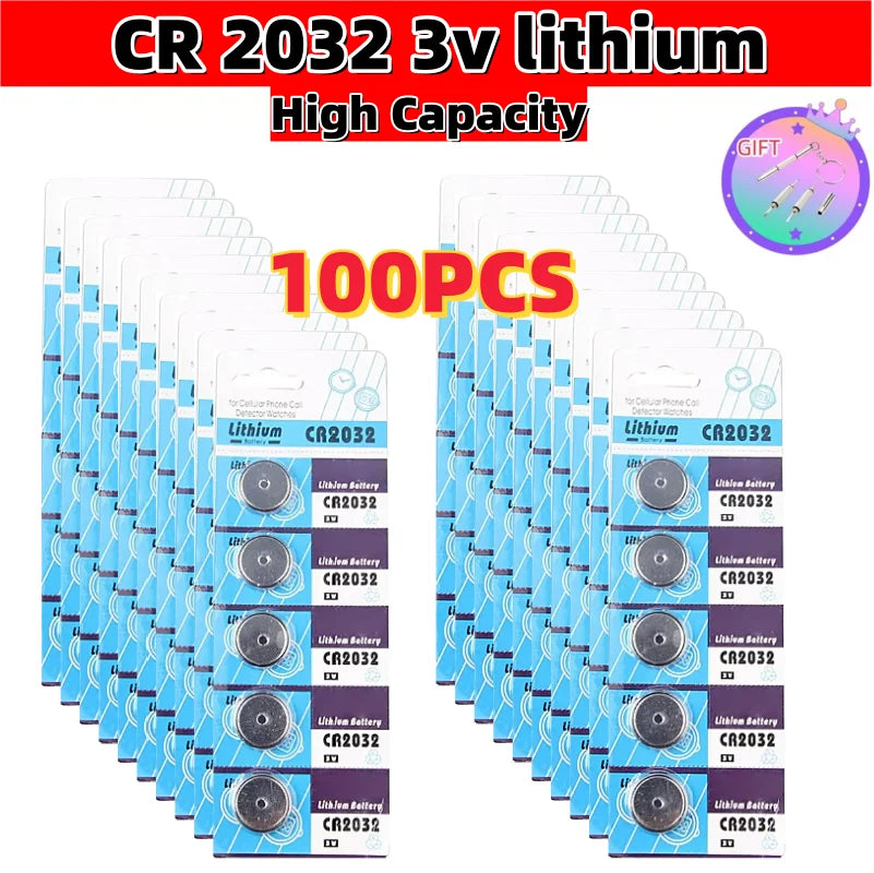 2-100 pezzi 3V CR2032 batteria a bottone batterie al litio moneta orologio computer LED luce giocattolo calcolatrici telecomandate