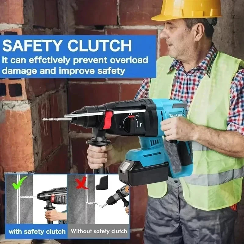 Martello Perforatore Rotativo Cordless Makita DHR242 18V Originale al 100%, Senza Spazzole, 24mm per Calcestruzzo, 4700 IPM, 3 Modalità, Professionale per Lavori Pesanti
